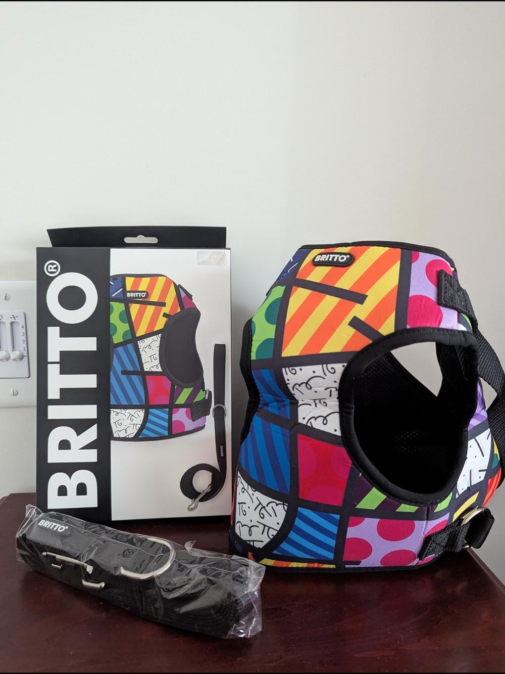 BRITTO Multicolor Artistic Dog Harness - Bold Patchwork Design